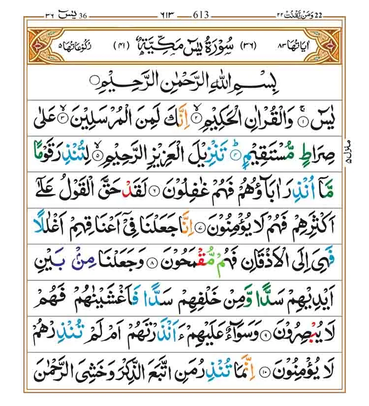 Surah Yaseen with Tajweed 1 Surah Yaseen with tajweed page 1