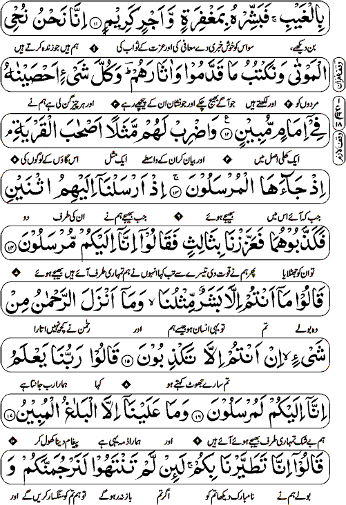 Surah Yaseen with Urdu page 2